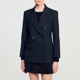 Pinstripe Double-Breasted Blazer