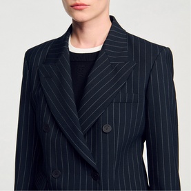 Pinstripe Double-Breasted Blazer