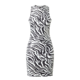 Zebra Sequin Mini Dress