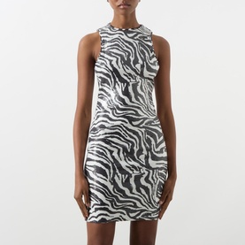 Zebra Sequin Mini Dress