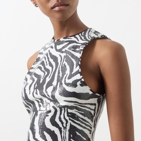 Zebra Sequin Mini Dress