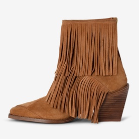 Cara Suede Fringe Ankle Boots