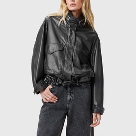 Clay Cropped Leather Jacket