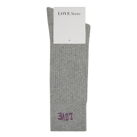 Love Embroidered Rib-Knit Socks