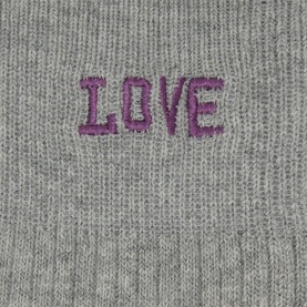 Love Embroidered Rib-Knit Socks