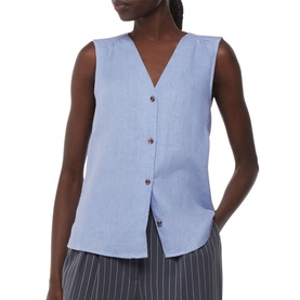 Laura Linen Button-Up Top