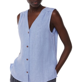 Laura Linen Button-Up Top
