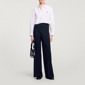 Pinstripe Wide Leg Trousers