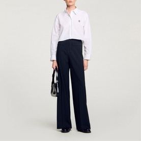 Pinstripe Wide Leg Trousers