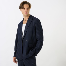 Gekko Pinstripe Double-Breasted Blazer