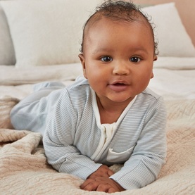 Clever Zip Striped Logo Sleepsuit