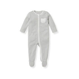 Clever Zip Striped Logo Sleepsuit