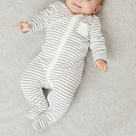 Clever Zip Striped Logo Sleepsuit