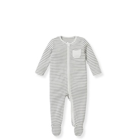 Clever Zip Striped Logo Sleepsuit