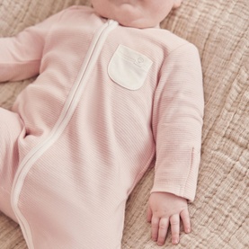 Clever Zip Striped Logo Sleepsuit