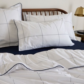 300 Thread Count Navy Windowpane Duvet Set