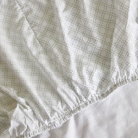 300 Thread Count Green Trellis Fitted Sheet