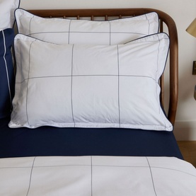 300 Thread Count Navy Windowpane Oxford Square Pillowcase