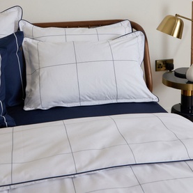 300 Thread Count Navy Windowpane Oxford Square Pillowcase