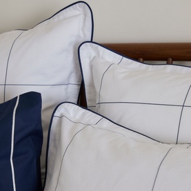 300 Thread Count Navy Windowpane Oxford Square Pillowcase