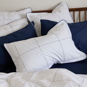 300 Thread Count Navy Windowpane Oxford Square Pillowcase