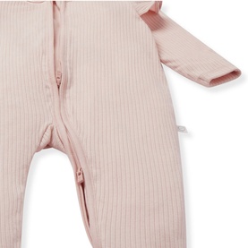 Clever Zip Ribbed Frill Sleepsuit
