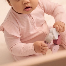 Clever Zip Ribbed Frill Sleepsuit