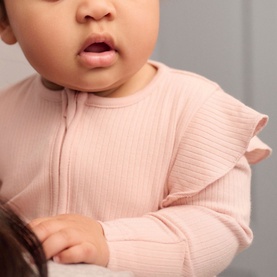 Clever Zip Ribbed Frill Sleepsuit