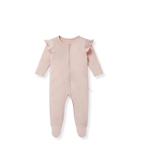 Clever Zip Ribbed Frill Sleepsuit