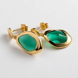 Green Tourmaline Large Stepping Stone Earrings