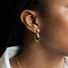 Green Tourmaline Large Stepping Stone Earrings