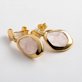 Rose Quartz Large Stepping Stone Earrings