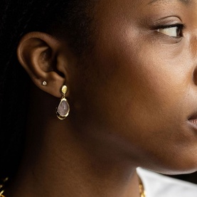 Rose Quartz Large Stepping Stone Earrings