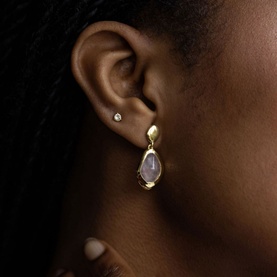 Rose Quartz Large Stepping Stone Earrings