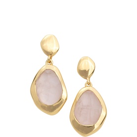 Rose Quartz Large Stepping Stone Earrings