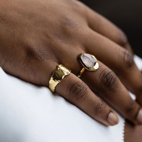 Rose Quartz Stepping Stone Ring