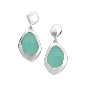 Aqua Chalcedony Large Stepping Stone Earrings
