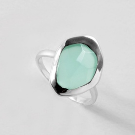 Aqua Chalcedony Stepping Stone Ring