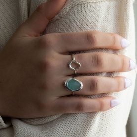 Aqua Chalcedony Stepping Stone Ring