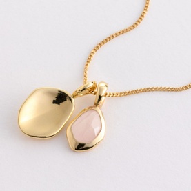 Rose Quartz Pebble Charms Necklace