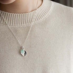 Aqua Chalcedony Pebble Charms Necklace