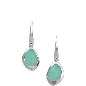 Aqua Chalcedony Pebble Hook Earrings
