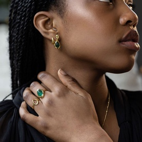 Green Tourmaline Stepping Stone Ring