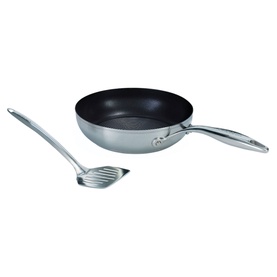 SteelShield Stainless Steel Frypan With Free Slotted Turner 24cm
