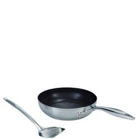 SteelShield Stainless Steel Frypan With Free Slotted Turner 24cm