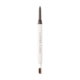 FENTY Brow MVP Ultra Fine Brow Pencil & Styler in Soft Black, dual-ended white pencil with fine tip and spoolie brush, 0.07g