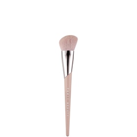 Fenty Beauty Face Shaping Brush 125, blush pink tapered handle with silver ferrule and fluffy angled bristles