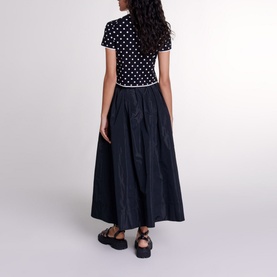 Contrast Trim Flared Skirt