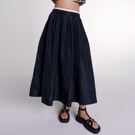 Contrast Trim Flared Skirt