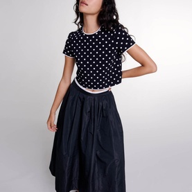 Contrast Trim Flared Skirt